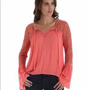 Wrangler Retro Rose Bell Sleeved Peasant Blouse
